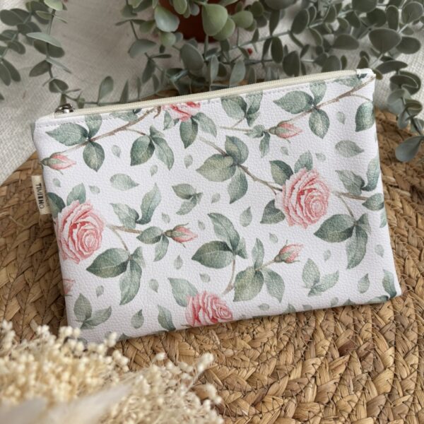Trousse en similicuir - Rose ancienne