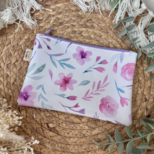 Trousse en similicuir - Éclat Rose & Lilas