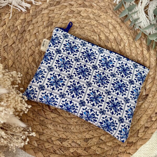 Trousse en similicuir - Faïence Bleue