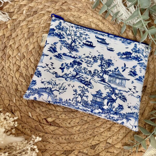 Trousse en similicuir - Toile de jouy