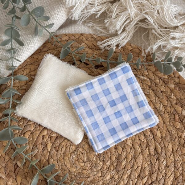 Lingettes démaquillantes lavables - Bleu vichy