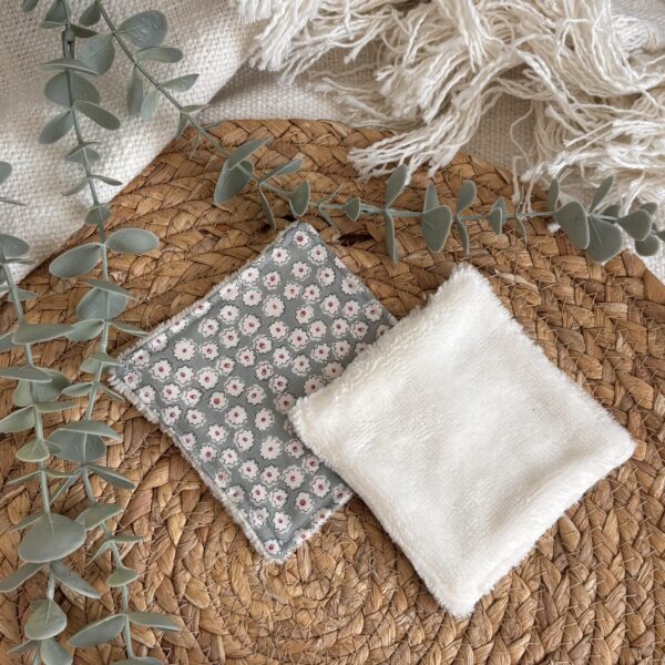 Lingettes démaquillantes lavables - Vert fleuri