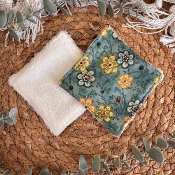 Lingettes démaquillantes lavables - Bleu fleuri